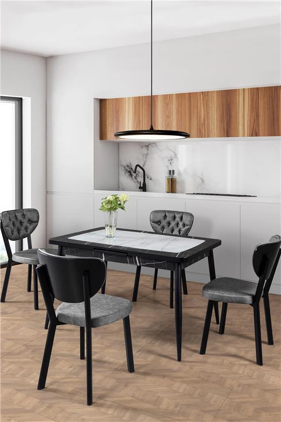 Eymense Quarz 4 Sandalyeli Mutfak Masa Takımı