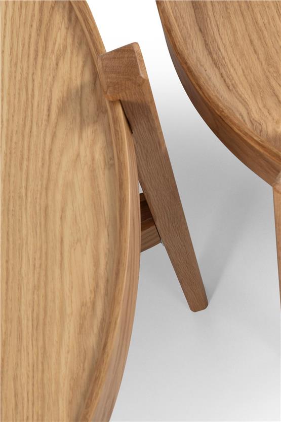 Eymense Ren Meşe Yan Sehpalı İkili Orta Sehpa Meşe