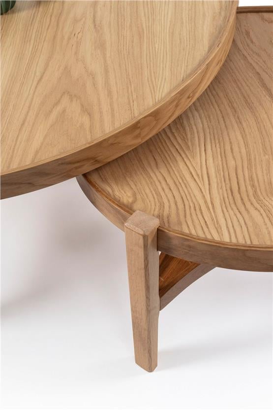 Eymense Ren Meşe Yan Sehpalı İkili Orta Sehpa Meşe