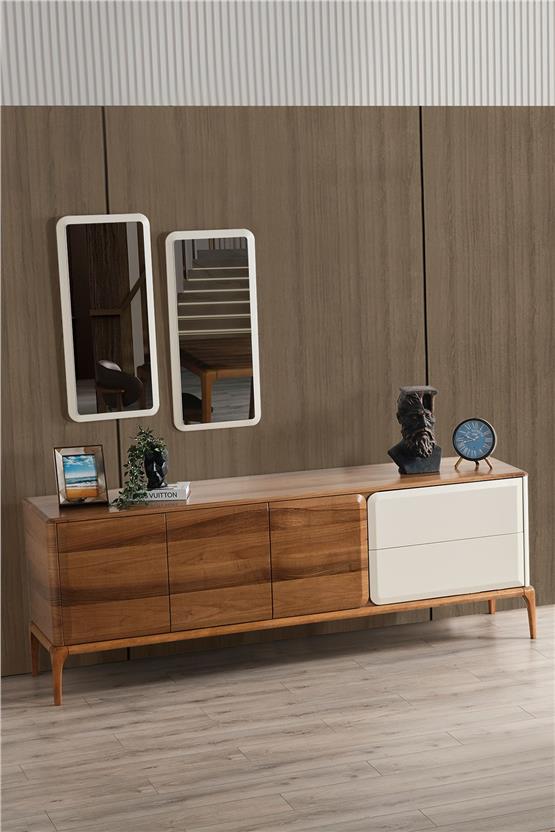 Eymense Retro Aynalı Konsol Kahverengi