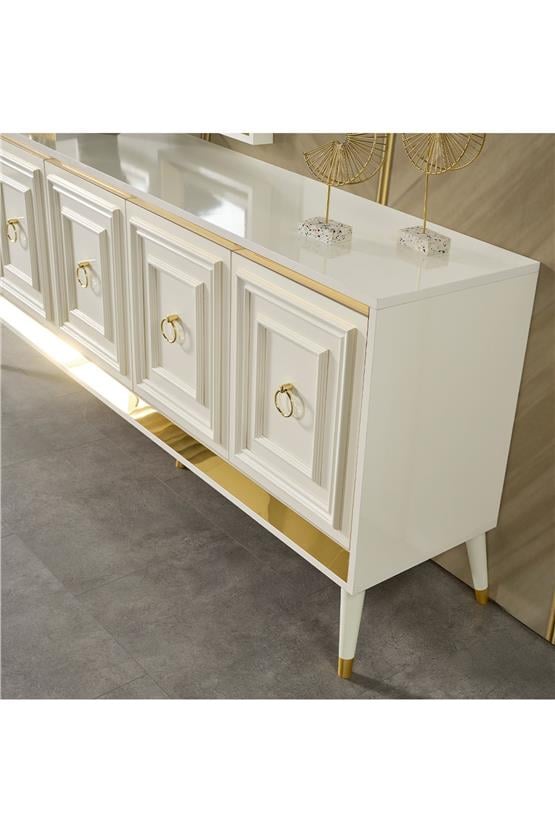 Eymense Rosa Gold Modern Konsol Beyaz