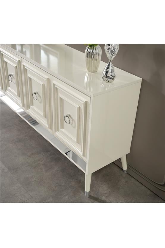 Eymense Rosa Silver Modern Konsol Beyaz