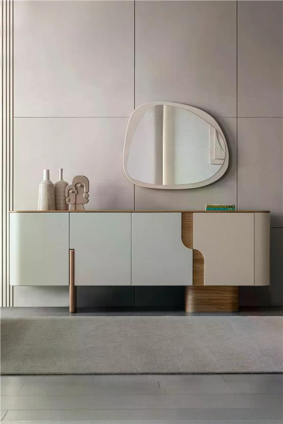 Eymense Salda Aynalı Yemek Odası Konsolu Krem