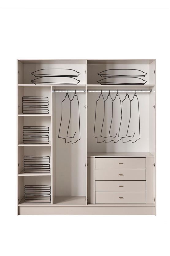 Eymense Silvar 6 Kapaklı Gardırop Bej