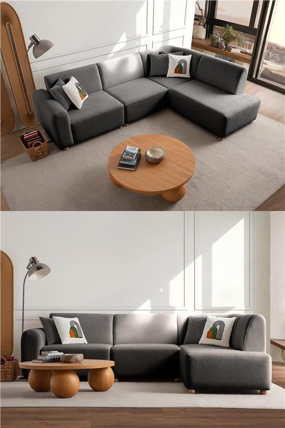 Eymense Sloft Köşe Koltuk Takımı Antrasit