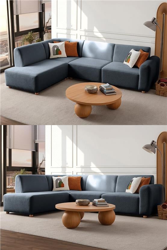 Eymense Sloft Köşe Koltuk Takımı Mavi