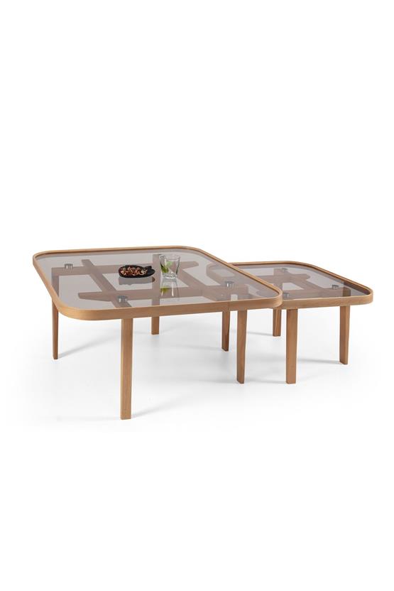 Eymense Soft Meşe Yan Sehpalı İkili Orta Sehpa Meşe