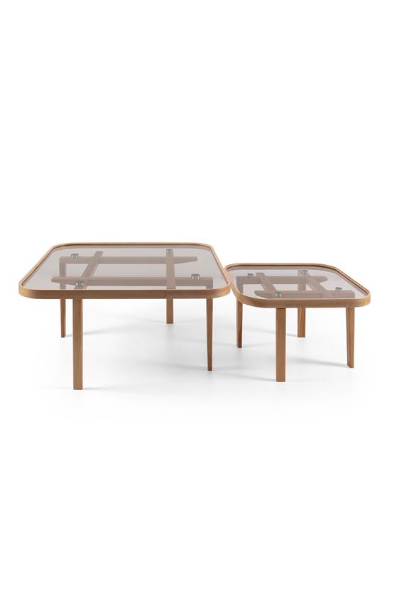 Eymense Soft Meşe Yan Sehpalı İkili Orta Sehpa Meşe