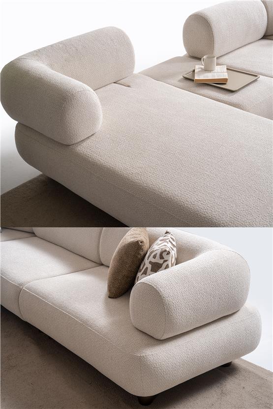 Eymense Solo Dinlenme Modüllü Puflu Köşe Koltuk Takımı