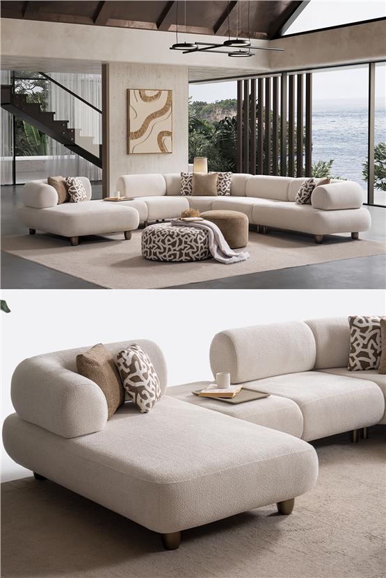 Eymense Solo Dinlenme Modüllü Puflu Köşe Koltuk Takımı