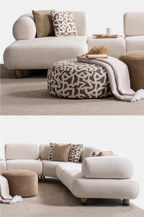 Eymense Solo Dinlenme Modüllü Puflu Köşe Koltuk Takımı