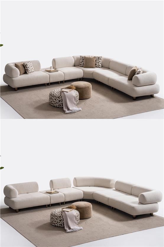 Eymense Solo Large Puflu Modüler Köşe Koltuk Takımı