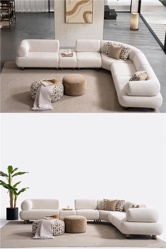 Eymense Solo Large Puflu Modüler Köşe Koltuk Takımı