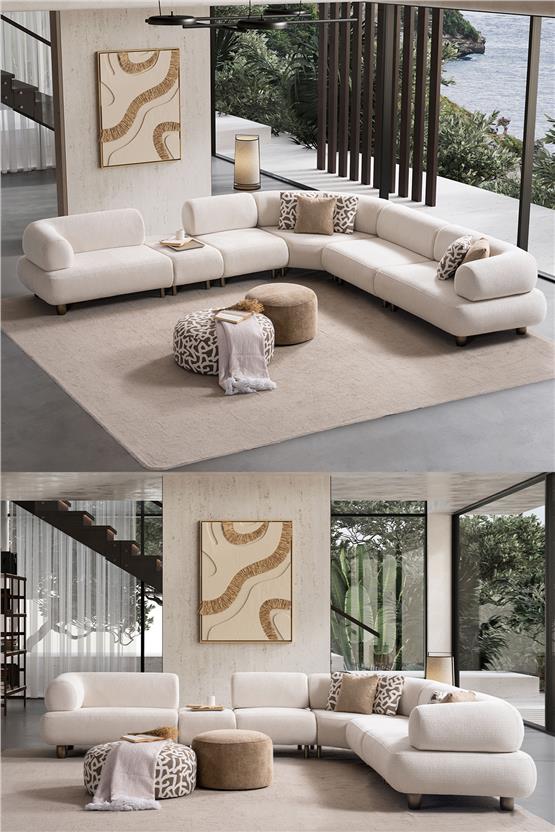 Eymense Solo Large Puflu Modüler Köşe Koltuk Takımı