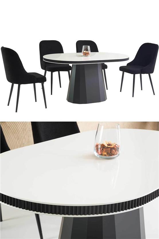 Eymense Sterra 4 Sandalyeli Mutfak Masa Takımı Beyaz