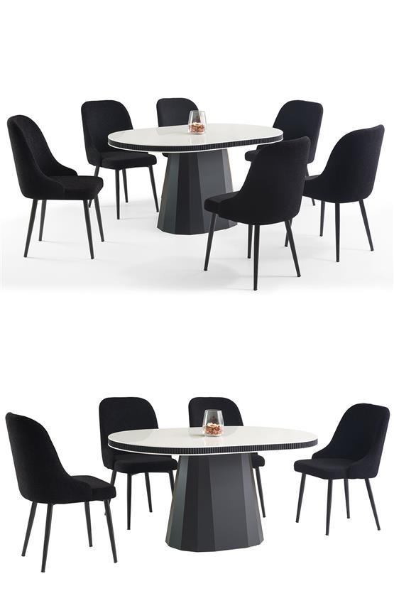 Eymense Sterra 6 Sandalyeli Mutfak Masa Takımı Beyaz