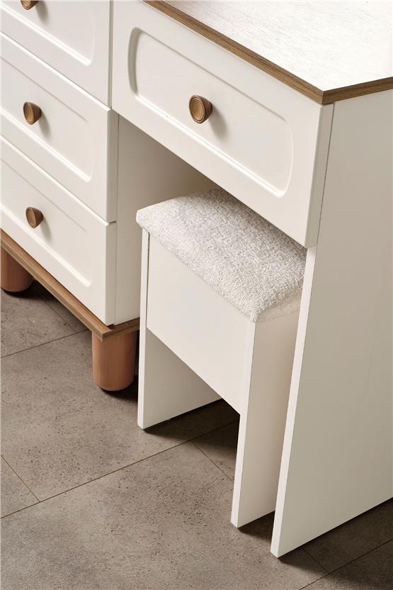 Eymense Sude Bohem Modern Aynalı Şifonyer Krem