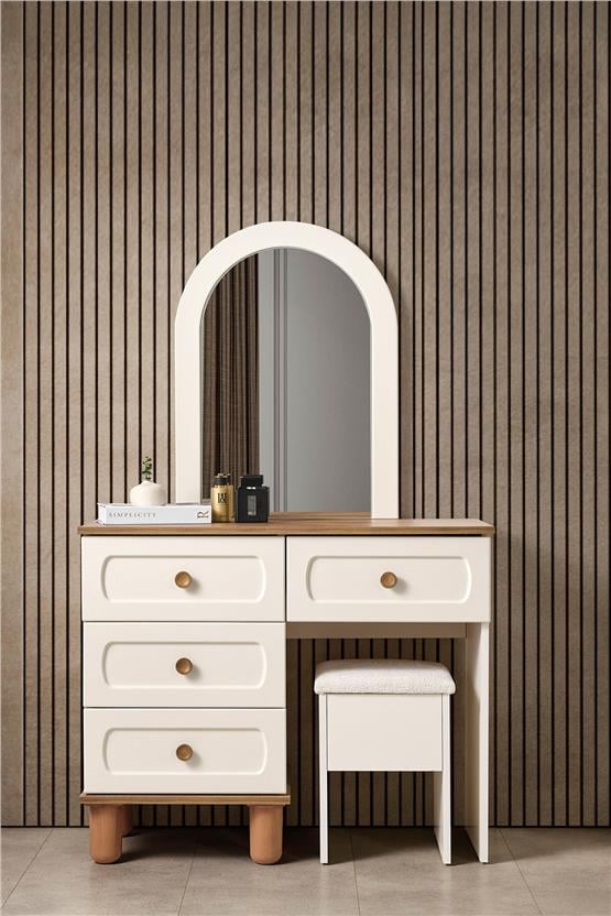 Eymense Sude Bohem Modern Aynalı Şifonyer Krem