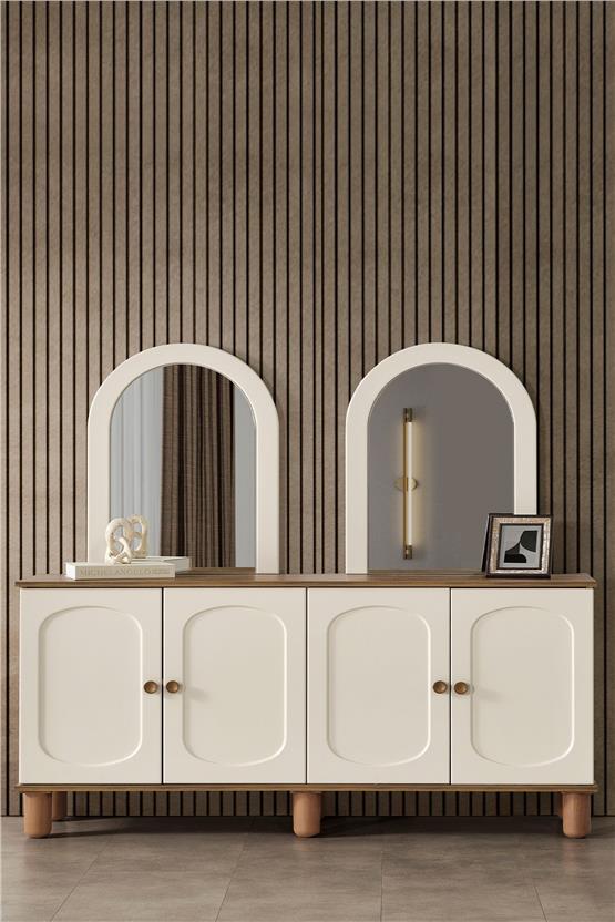 Eymense Sude Bohem Yemek Odası Konsol Ayna Krem