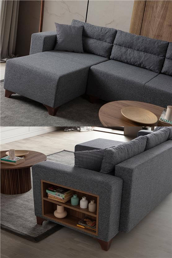 Eymense Tloft Mini Modüler Köşe Takımı Gri