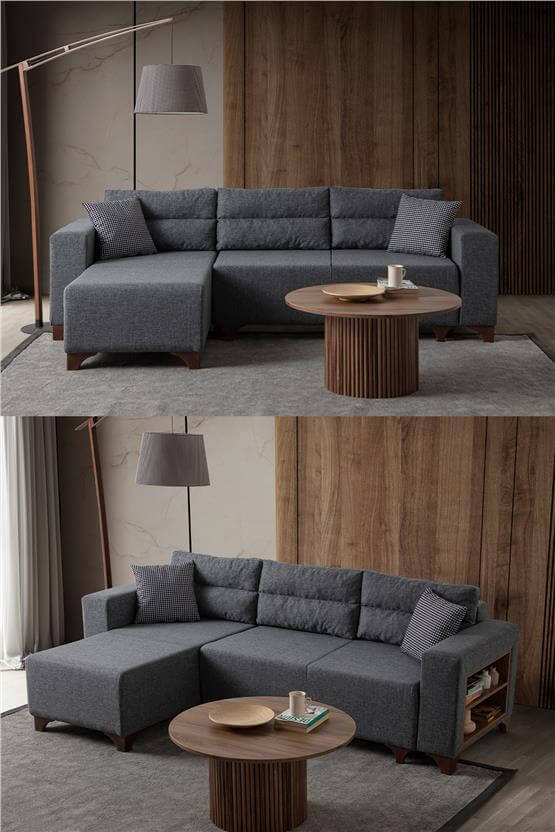 Eymense Tloft Mini Modüler Köşe Takımı Gri