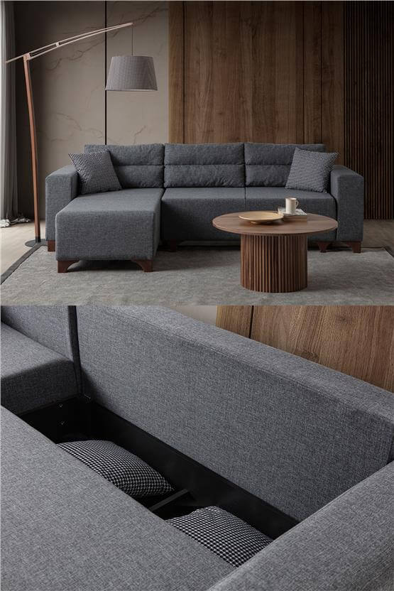 Eymense Tloft Mini Modüler Köşe Takımı Gri