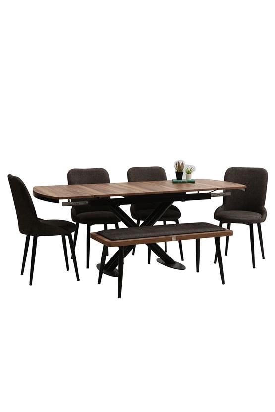 Eymense Toprak 4 Sandalyeli Benchli Mutfak Masa Takımı Renkli