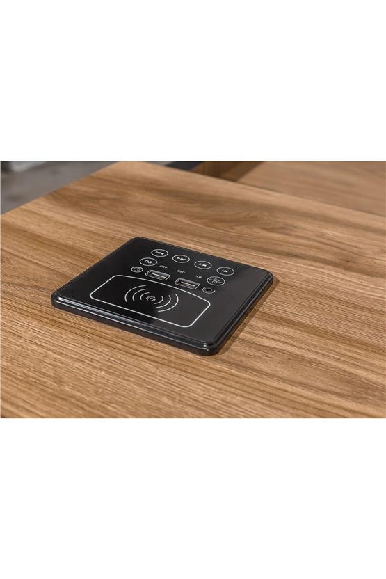 Eymense Ud Alfa Ses Sistemli Kablosuz Şarjlı Ofis Çalışma Masası Ceviz