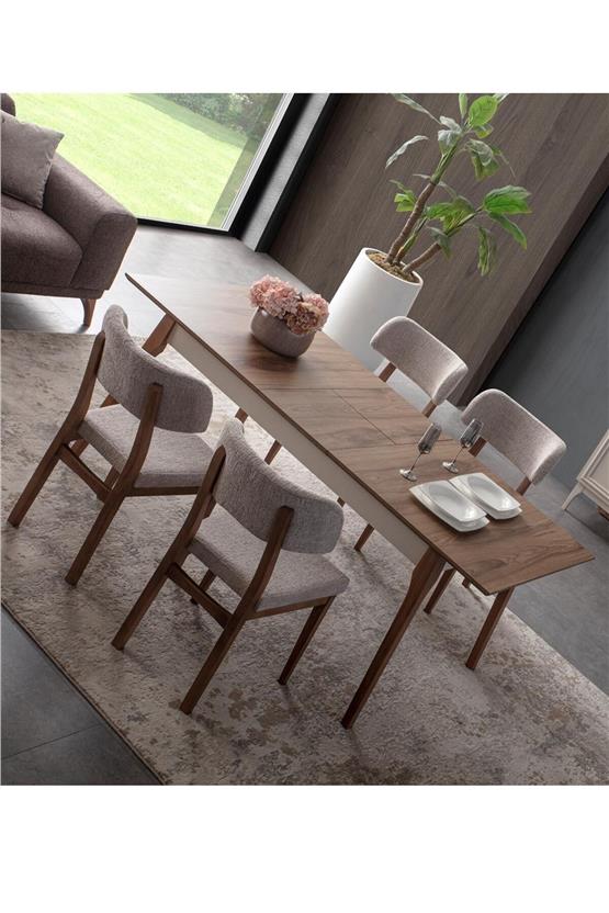 Eymense Valetta Açılır Yemek Masası Takımı Ceviz