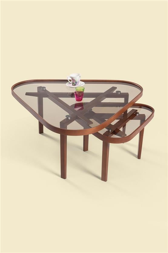 Eymense Vega Ceviz Yan Sehpalı İkili Orta Sehpa Ceviz