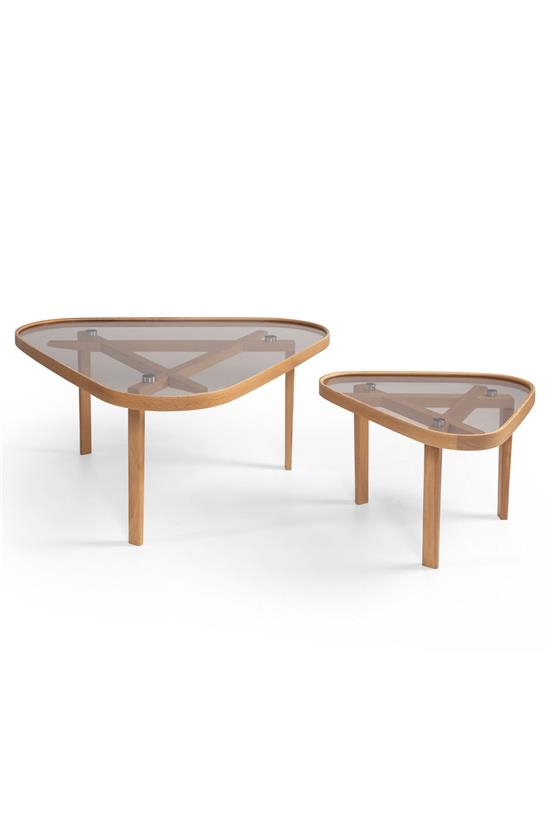 Eymense Vega Meşe Yan Sehpalı İkili Orta Sehpa Meşe