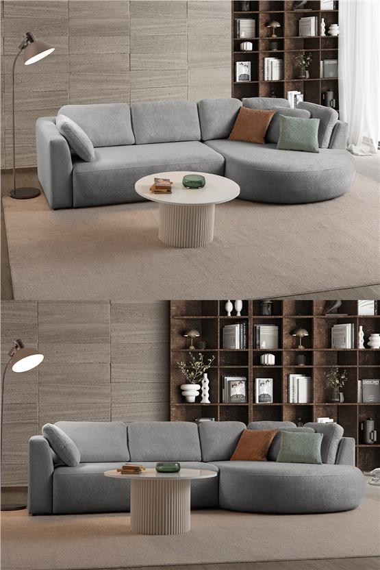 Eymense Venezia Köşe Koltuk Gri Sağ Köşe