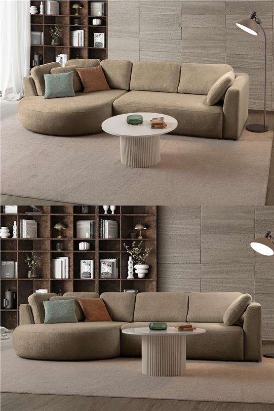 Eymense Venezia Köşe Koltuk Sütlü Kahve Sol Köşe