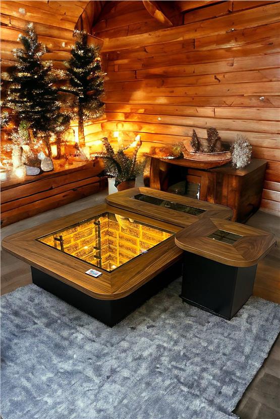 Eymense Venoza 3lü 3D Orta Sehpa Seti Ceviz