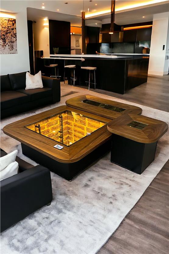 Eymense Venoza 3lü 3D Orta Sehpa Seti Ceviz