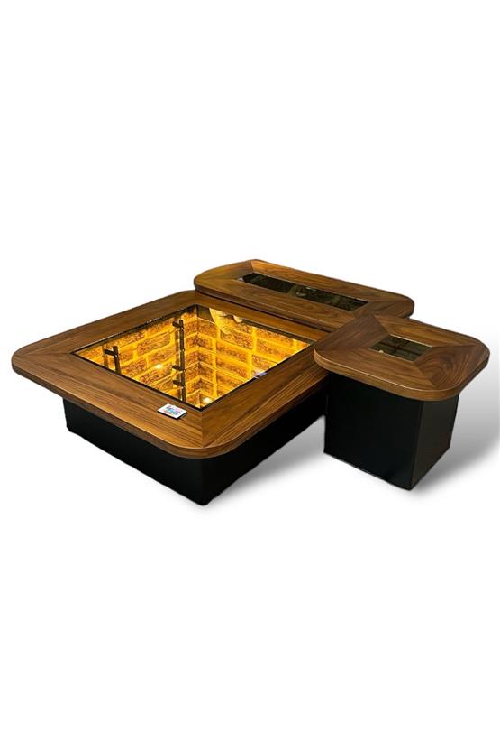 Eymense Venoza 3lü 3D Orta Sehpa Seti Ceviz