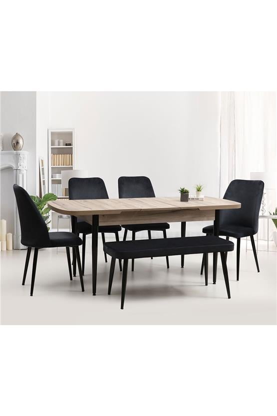 Eymense Venüs 4 Sandalyeli Benchli Mutfak Masa Takımı Renkli