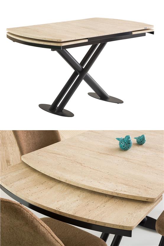 Eymense Versay 4 Sandalyeli Açılır Mutfak Masa Takımı Krem