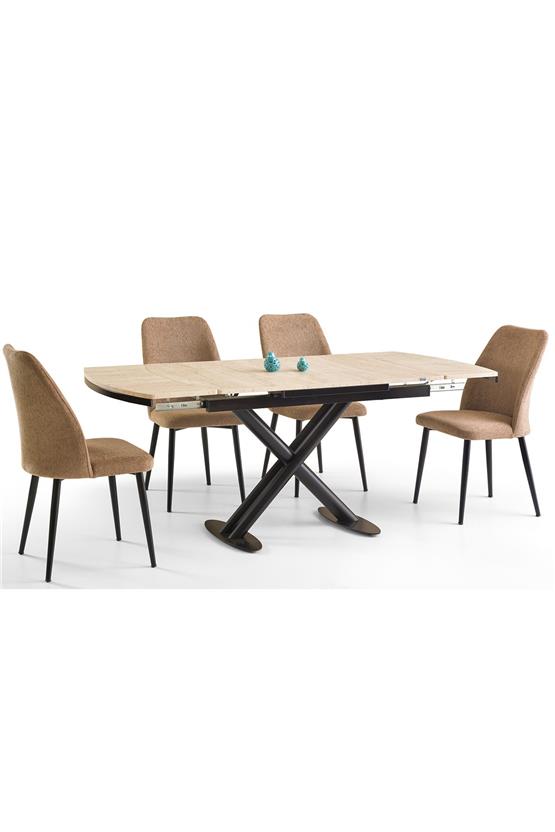 Eymense Versay 4 Sandalyeli Açılır Mutfak Masa Takımı Krem