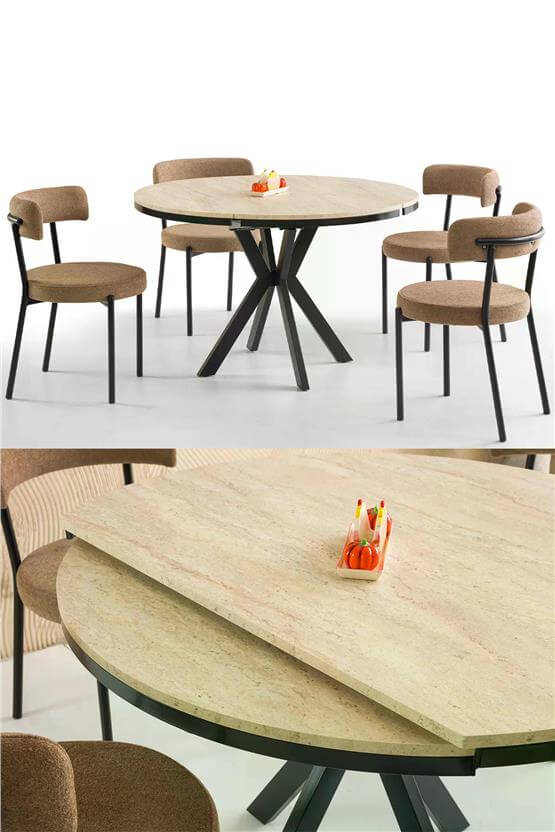 Eymense Vesta 4 Sandalyeli Açılır Mutfak Masa Takımı Kahverengi