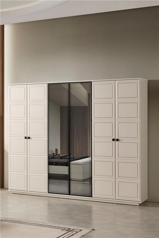 Eymense Vizyon Bohem Modern 6 Kapaklı Gardırop Dolap Krem