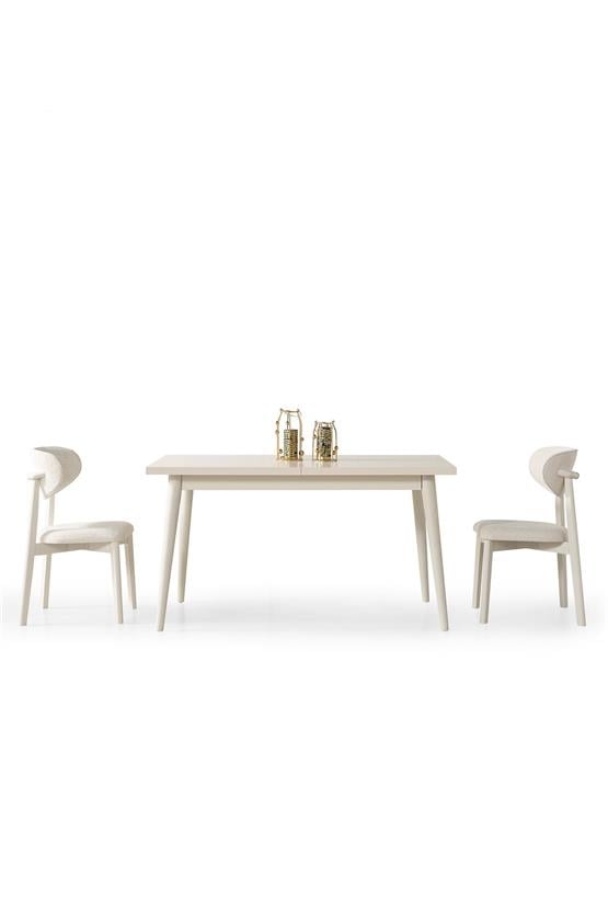 Eymense Vizyon Modern 4 Sandalyeli Açılır Masalı Yemek Odası Takımı Krem