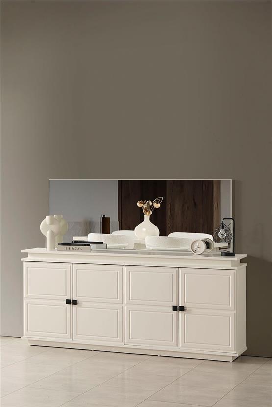 Eymense Vizyon Modern 4 Sandalyeli Açılır Masalı Yemek Odası Takımı Krem