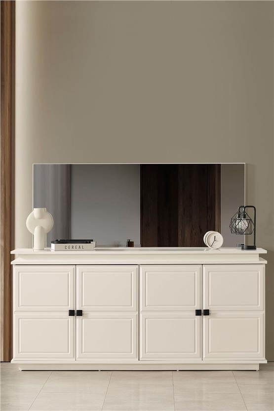 Eymense Vizyon Modern Yemek Odası Konsol Ayna Krem