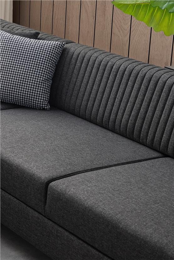 Eymense West Köşe Koltuk Takımı Antrasit Keten Antrasit