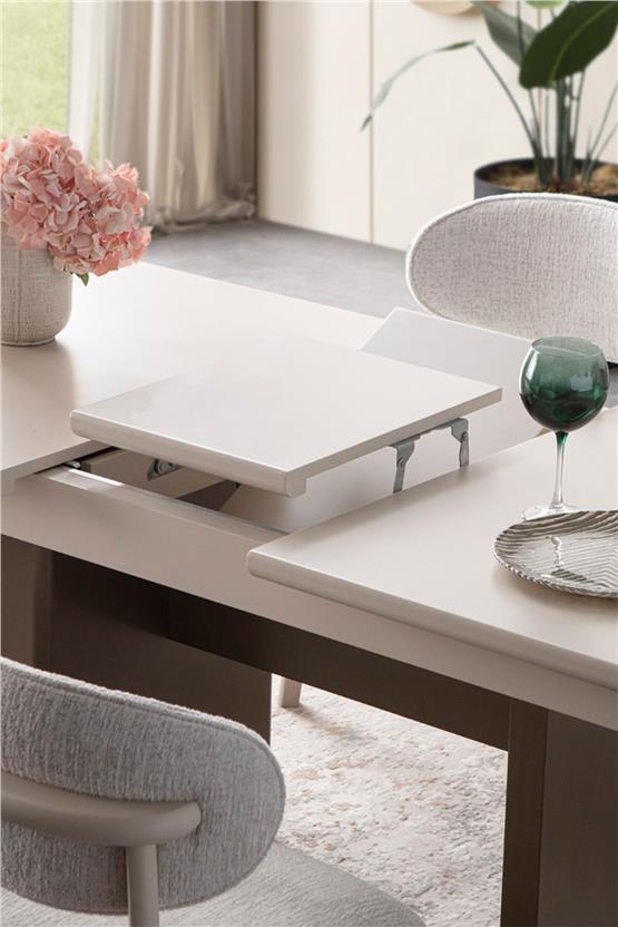 Eymense Zen 4 Sandalyeli Modern Yemek Masa Takımı Krem