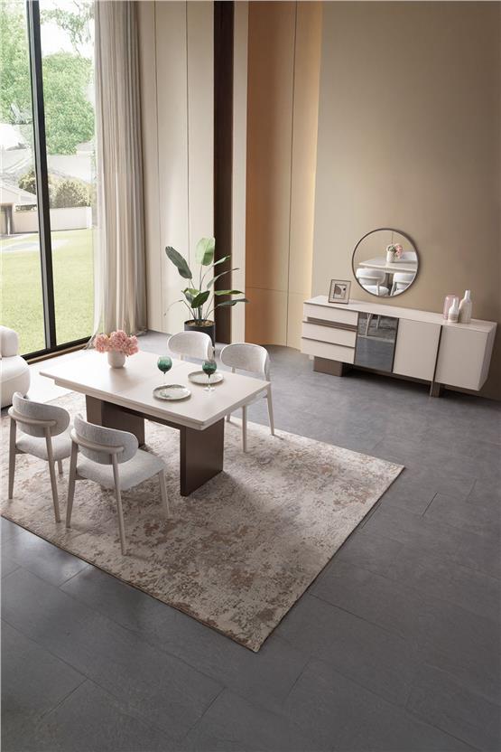 Eymense Zen 6 Sandalyeli Yemek Odası Takımı Krem