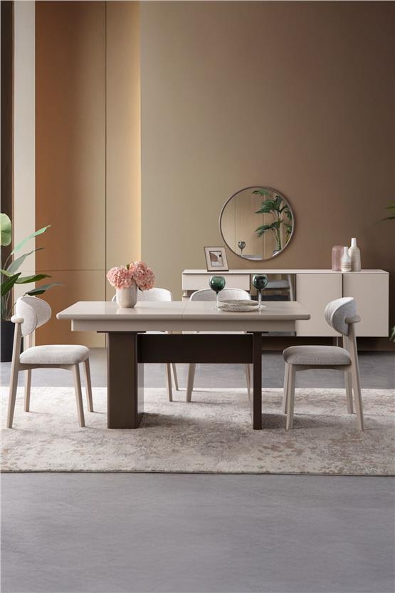 Eymense Zen 6 Sandalyeli Yemek Odası Takımı Krem