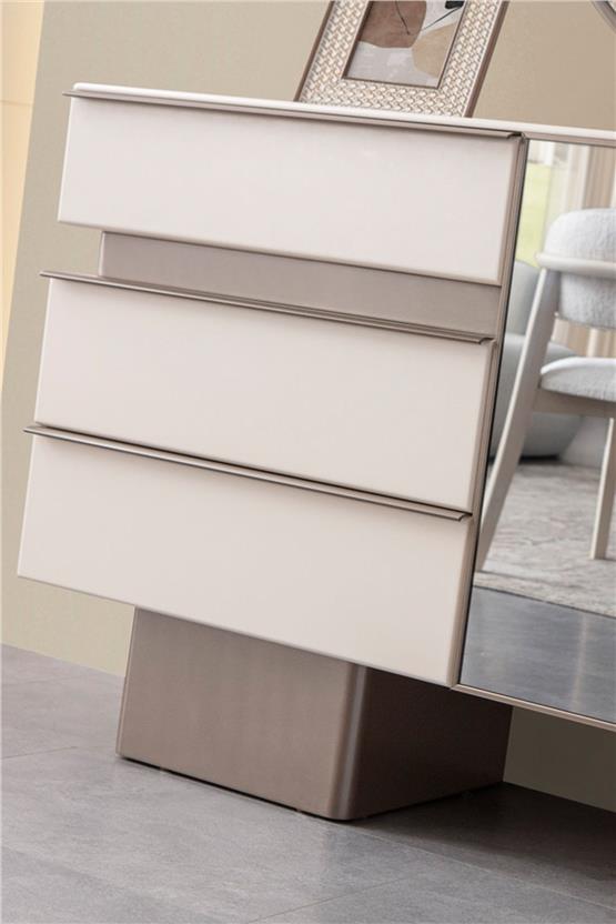 Eymense Zen Aynalı Yemek Odası Konsolu Krem