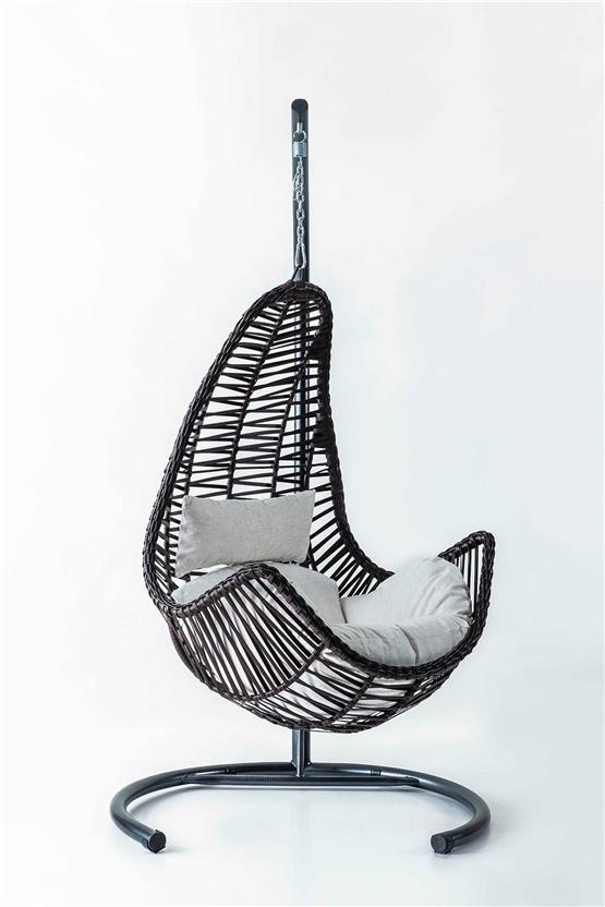 Eymense Zen Rattan Salıncak Antrasit Beyaz